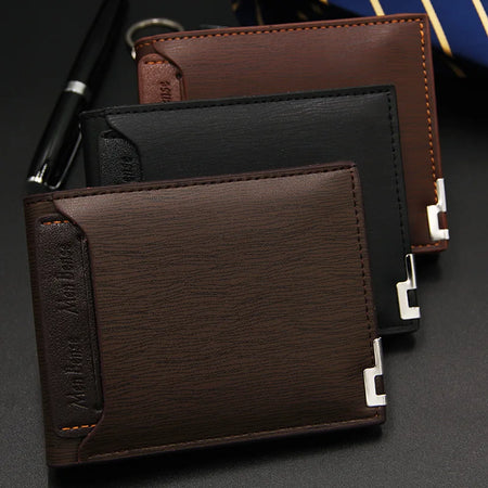 Fashion Men's Wallet PU Leather Short Card Holder Purse for Men Luxury Designer Billfold Male Portable Small Cardholder Wallets