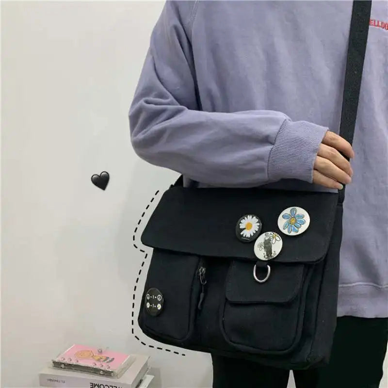 Cute Canvas Bag Wild Student Women Handbags Shoulder Bag Female Harajuku Diagonal Crossbody Bags for Girl Pouch Bolsas