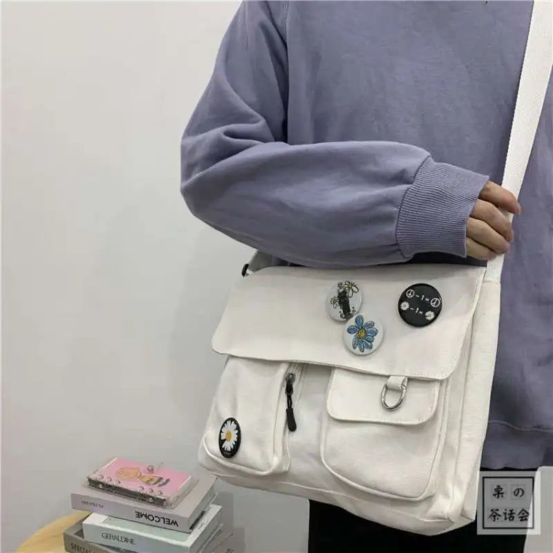 Cute Canvas Bag Wild Student Women Handbags Shoulder Bag Female Harajuku Diagonal Crossbody Bags for Girl Pouch Bolsas