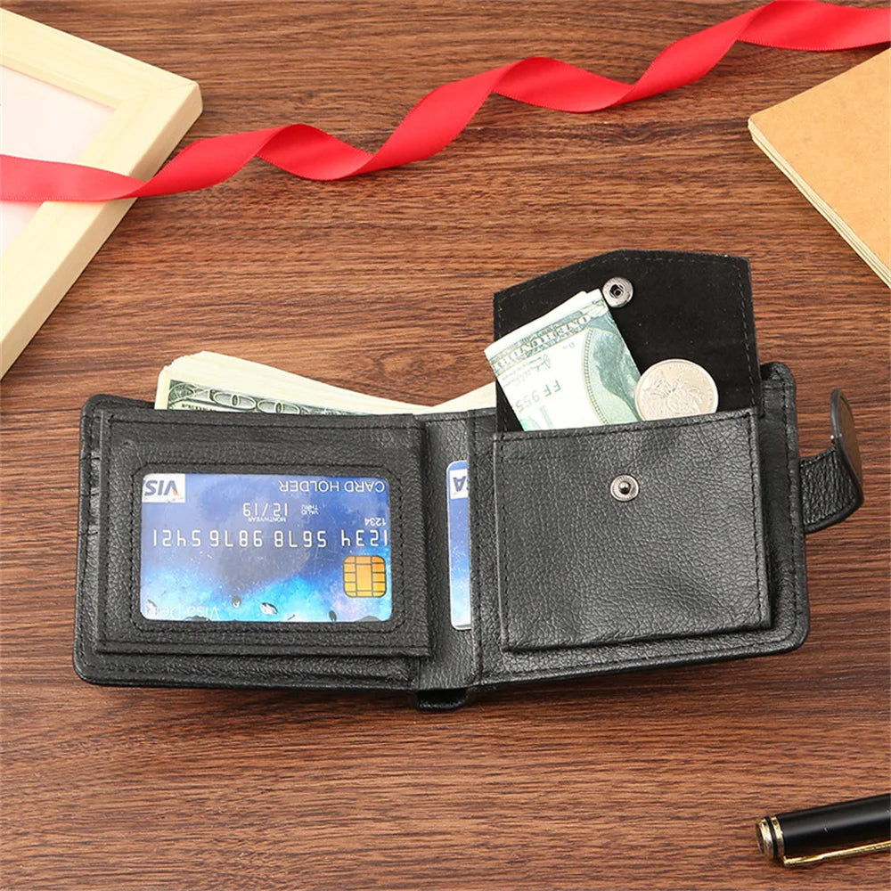 New Men Short Bifold PU Leather Male Hasp Wallet Credit ID Card Holder Men's Wallet Billfold Purse Clutch Men's Purses Money Bag