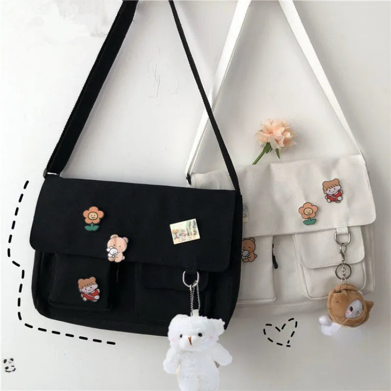 Cute Canvas Bag Wild Student Women Handbags Shoulder Bag Female Harajuku Diagonal Crossbody Bags for Girl Pouch Bolsas