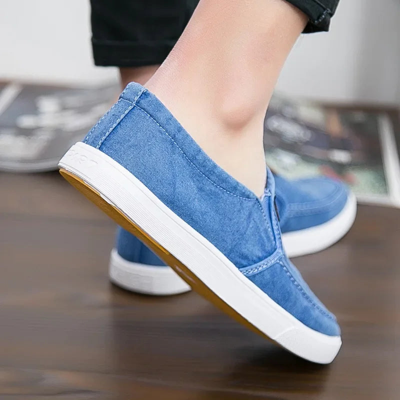 Men's Casual Shoes Breathable Canvas Denim Sneakers Men Walking Flats 2023 Spring Summer Lightweight Slip-on Loafers Shoes Man